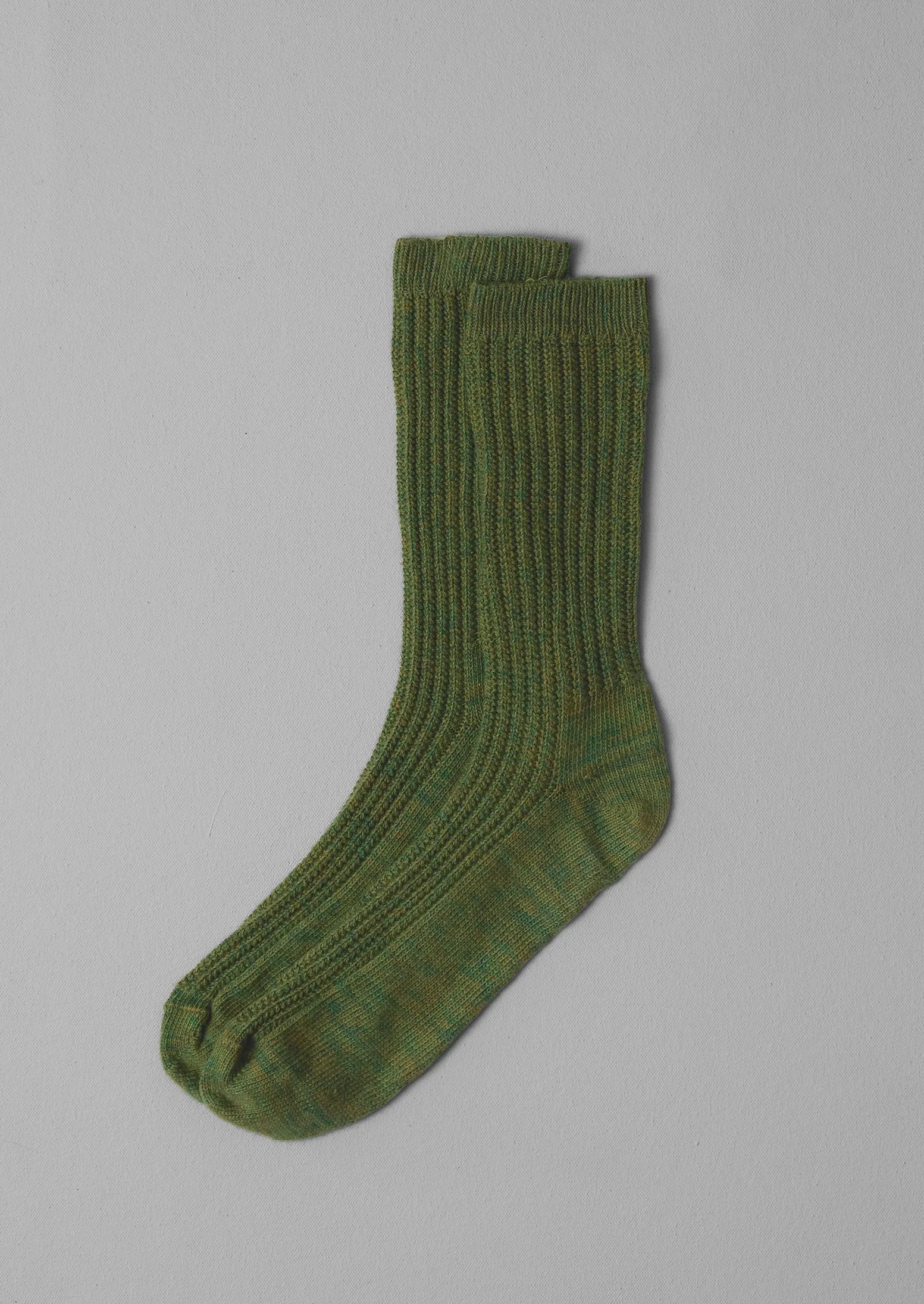 Textured Rib Cotton Marl Socks | Olive Green sold by TOAST
