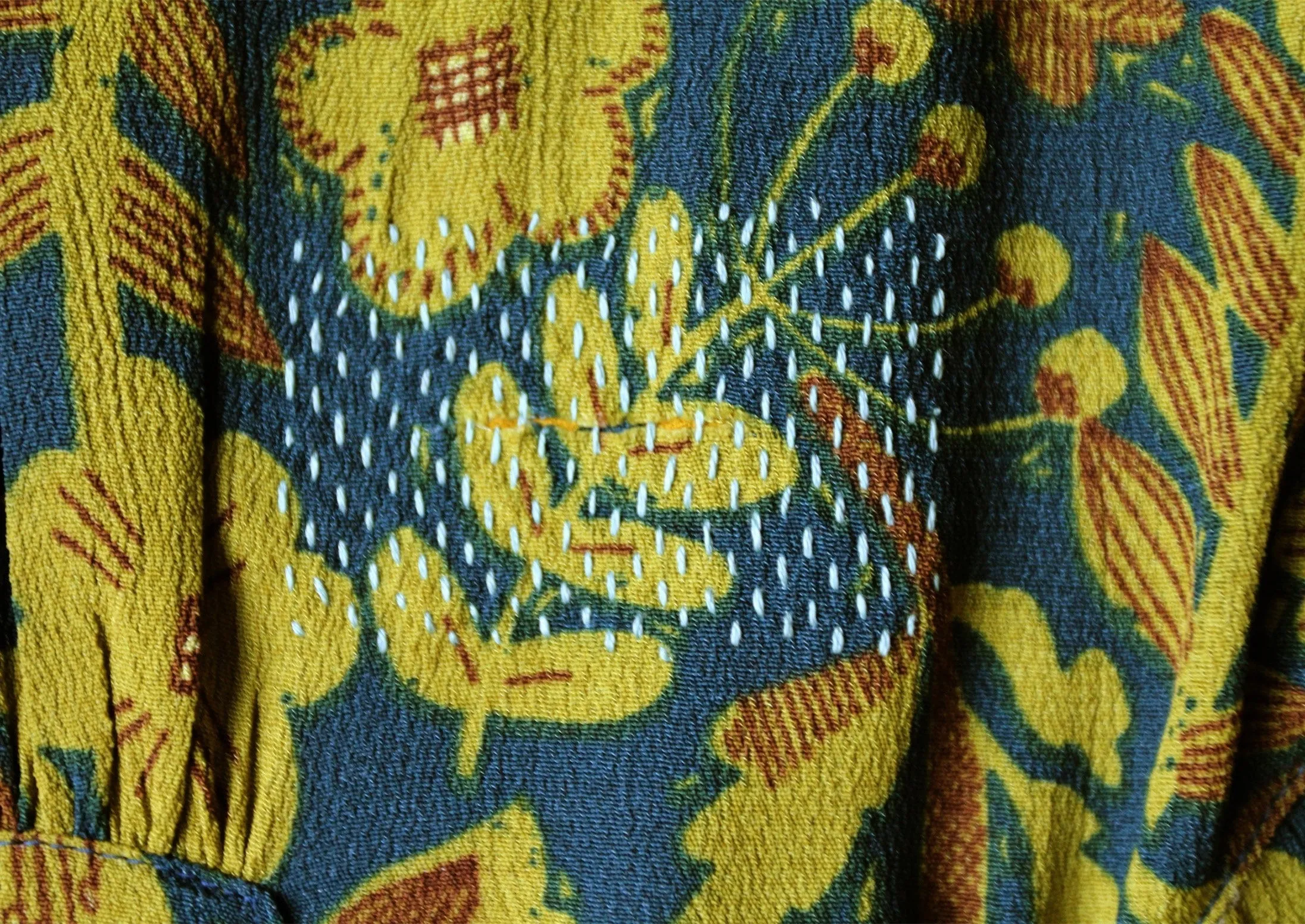 Renewed Etched Floral Fluid Crepe Dress Size 8 | Teal/Okra sold by TOAST product image thumbnail 2