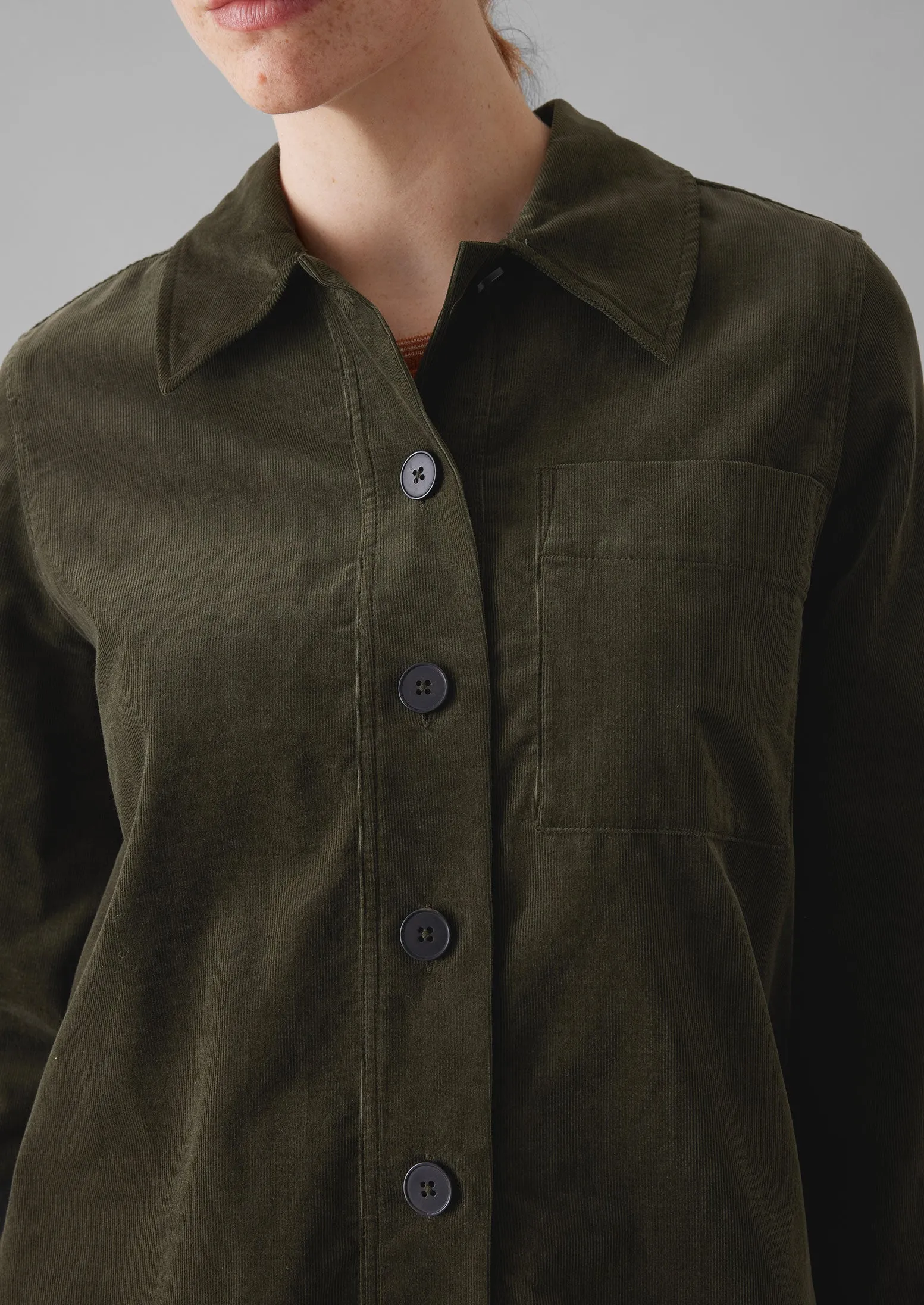 Baya Patch Pocket Organic Cord Shirt | Seaweed sold by TOAST product image thumbnail 3
