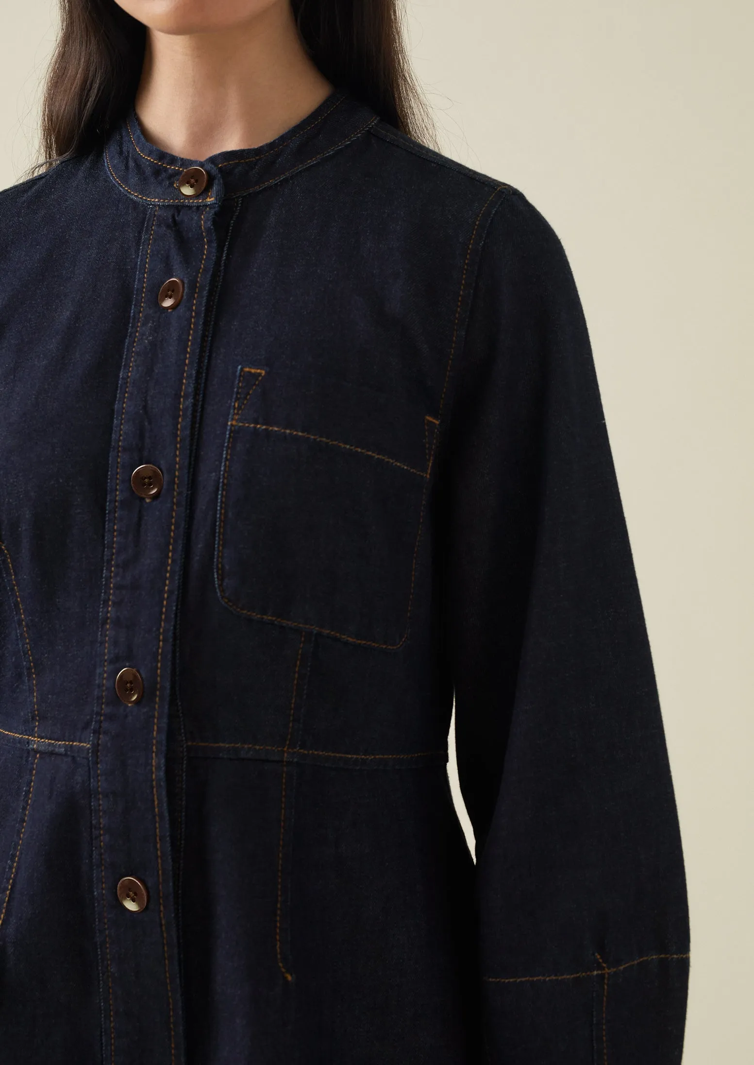 Indigo Denim Neat Shirt Dress | Indigo sold by TOAST product image thumbnail 3