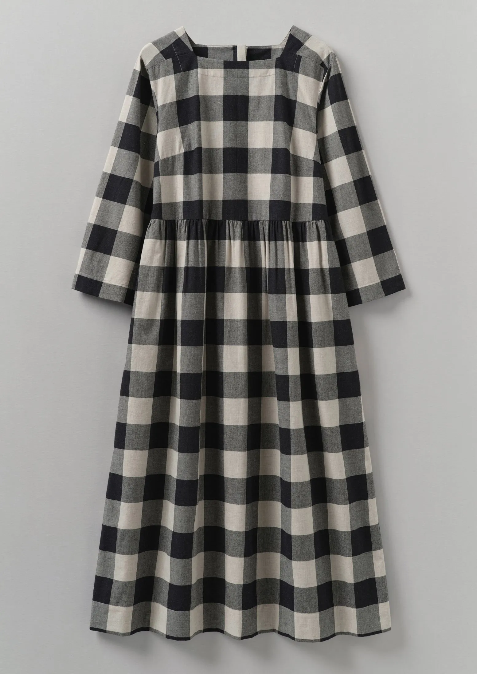 Macro Gingham Cotton Cashmere Dress | Onyx/Ecru sold by TOAST
