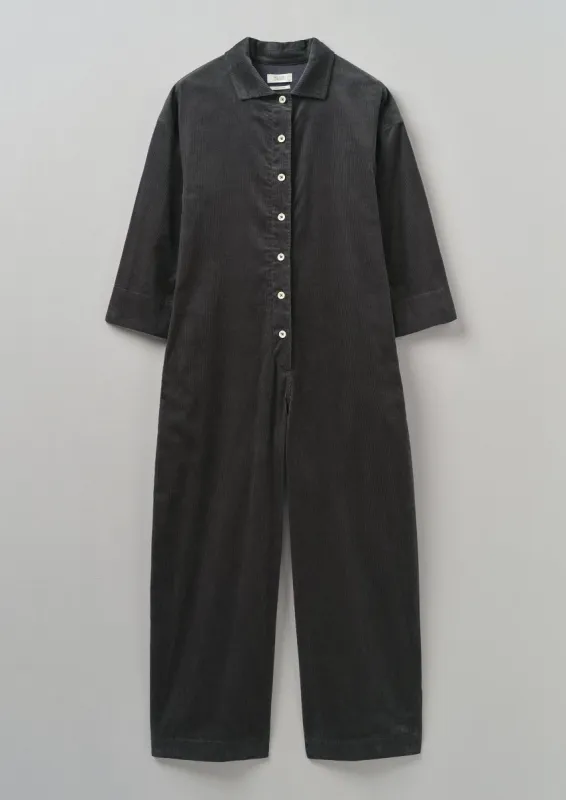 Wide Leg Organic Cord Jumpsuit | Charcoal sold by TOAST