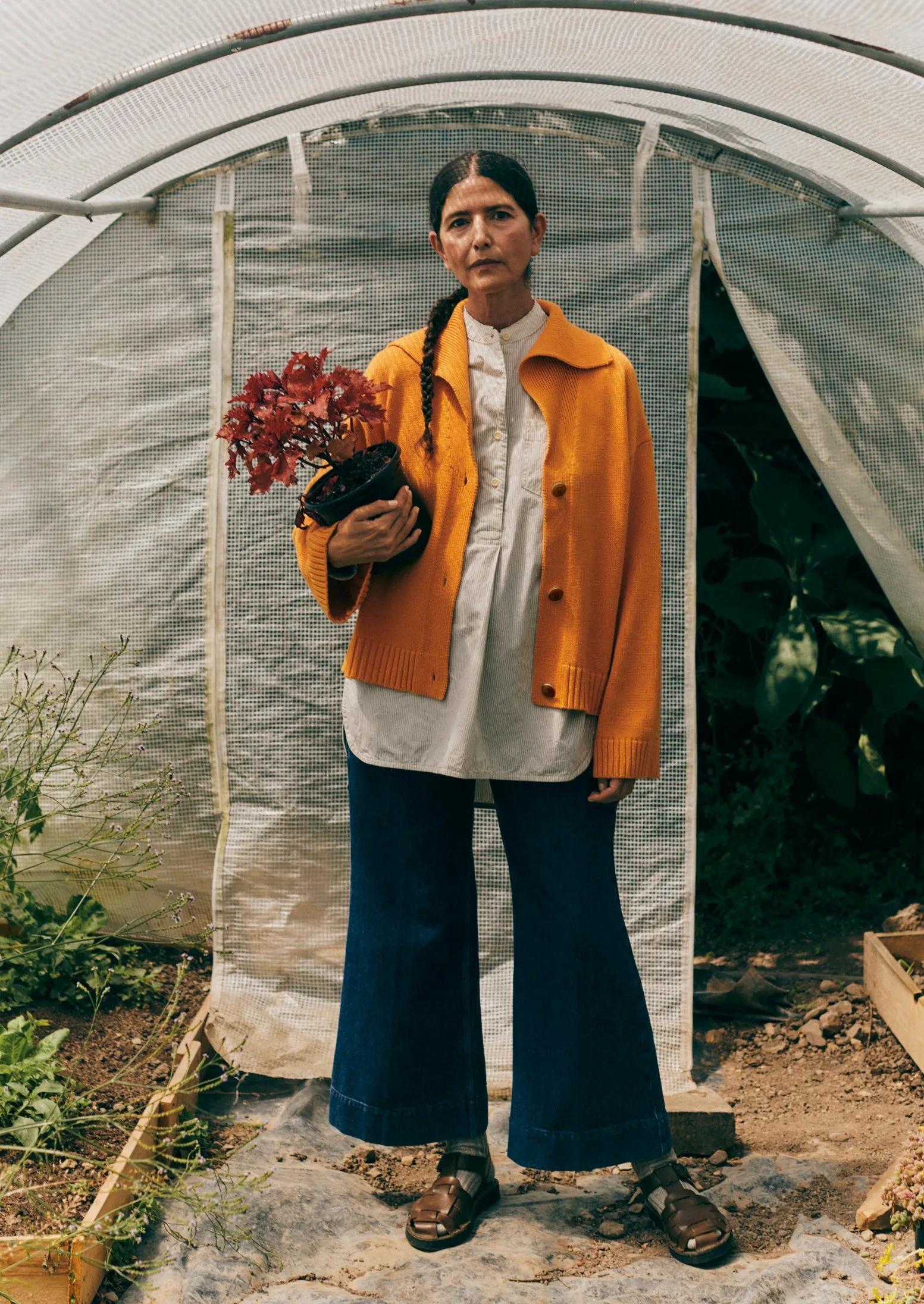 Collared Wool Cotton Boxy Cardigan | Cantaloupe Melon sold by TOAST product image thumbnail 2