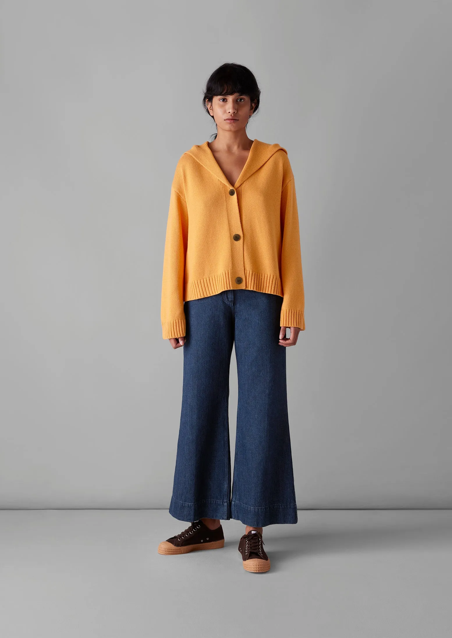 Collared Wool Cotton Boxy Cardigan | Cantaloupe Melon sold by TOAST product image thumbnail 3