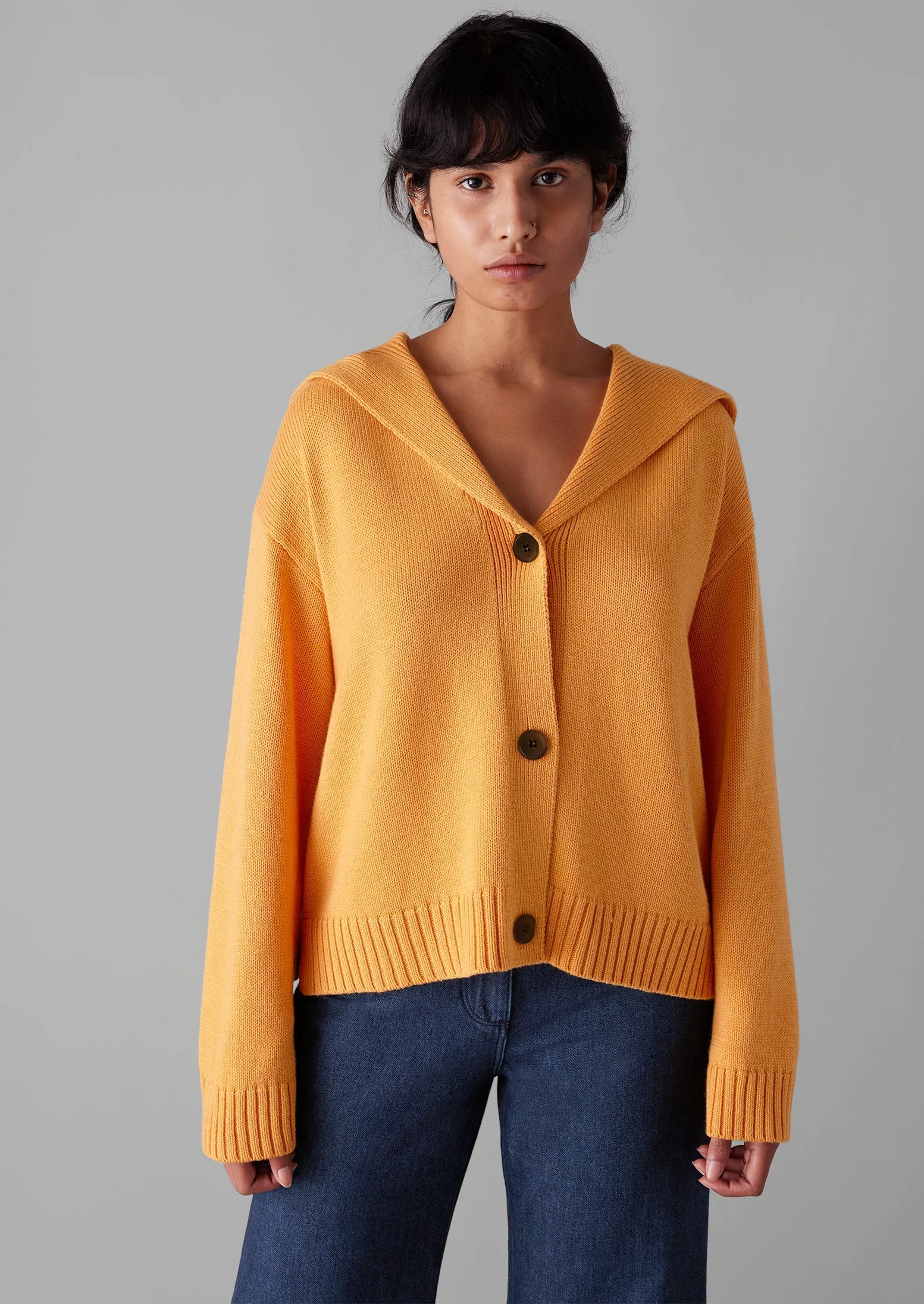 Collared Wool Cotton Boxy Cardigan | Cantaloupe Melon sold by TOAST product image thumbnail 4