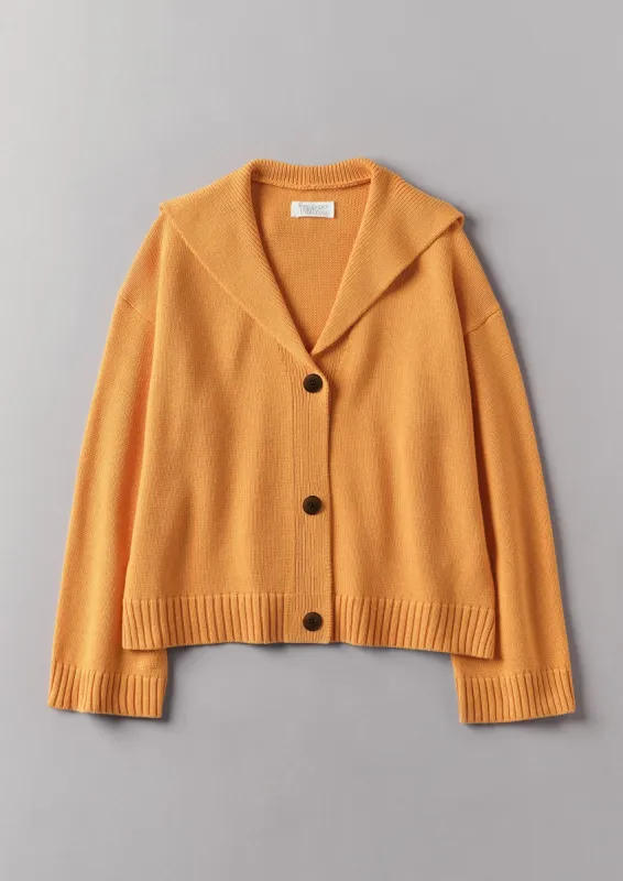 Collared Wool Cotton Boxy Cardigan | Cantaloupe Melon made by TOAST