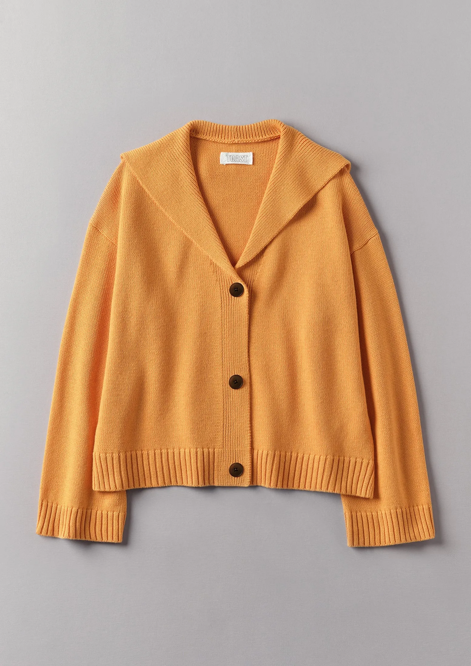 Collared Wool Cotton Boxy Cardigan | Cantaloupe Melon sold by TOAST