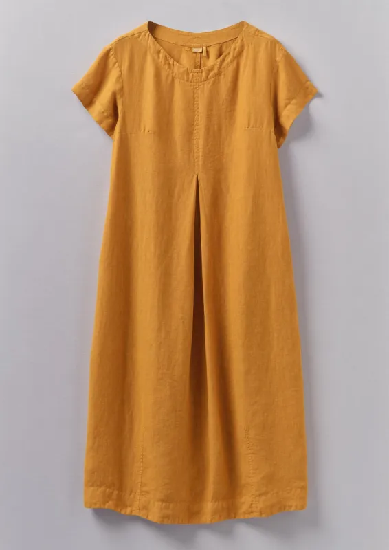 Rounded Garment Dyed Linen Dress | Marigold | Parallel