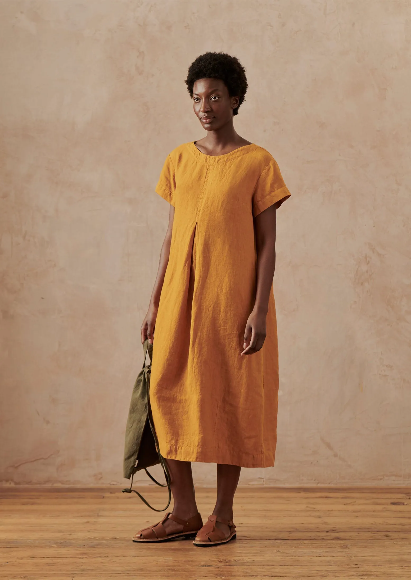 Rounded Garment Dyed Linen Dress | Marigold sold by TOAST product image thumbnail 3