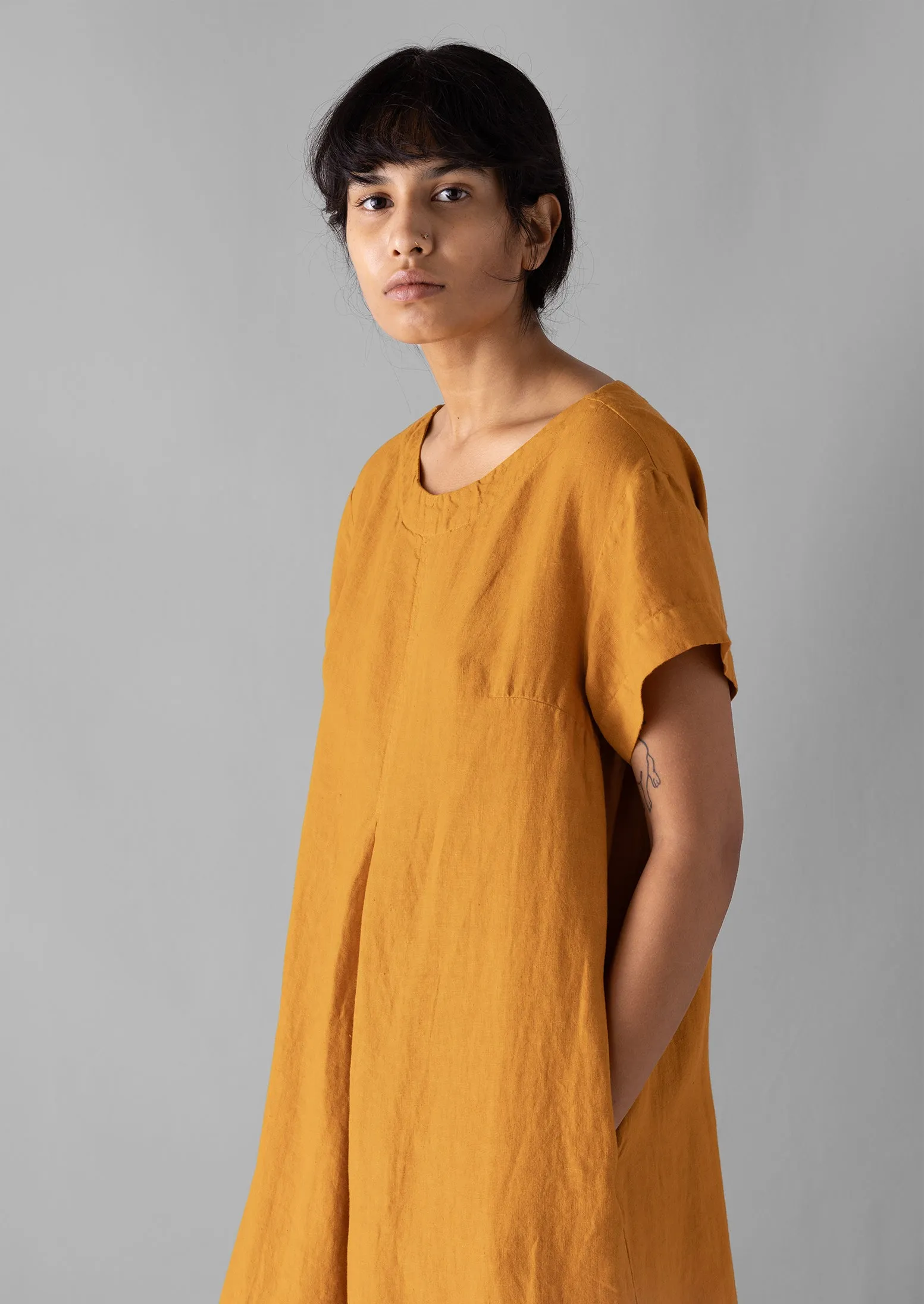 Rounded Garment Dyed Linen Dress | Marigold sold by TOAST product image thumbnail 4