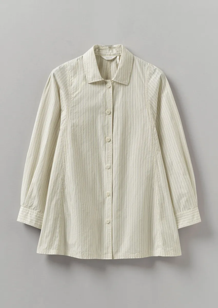 Dash Stripe Cotton Shirt | Ivory/Golden Olive sold by TOAST