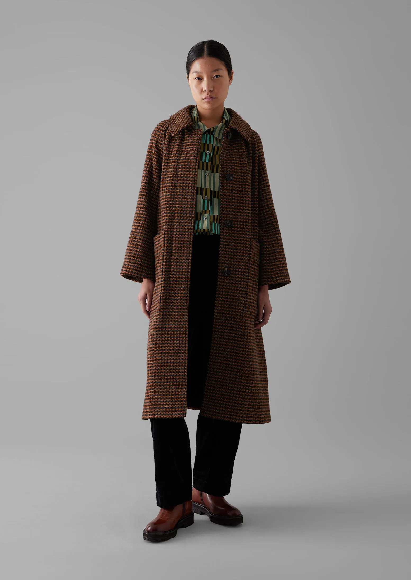 Frankie Wool Houndstooth Raglan Coat | Burnt Orange sold by TOAST product image thumbnail 4
