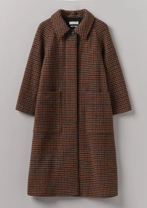 Frankie Wool Houndstooth Raglan Coat | Burnt Orange sold by TOAST