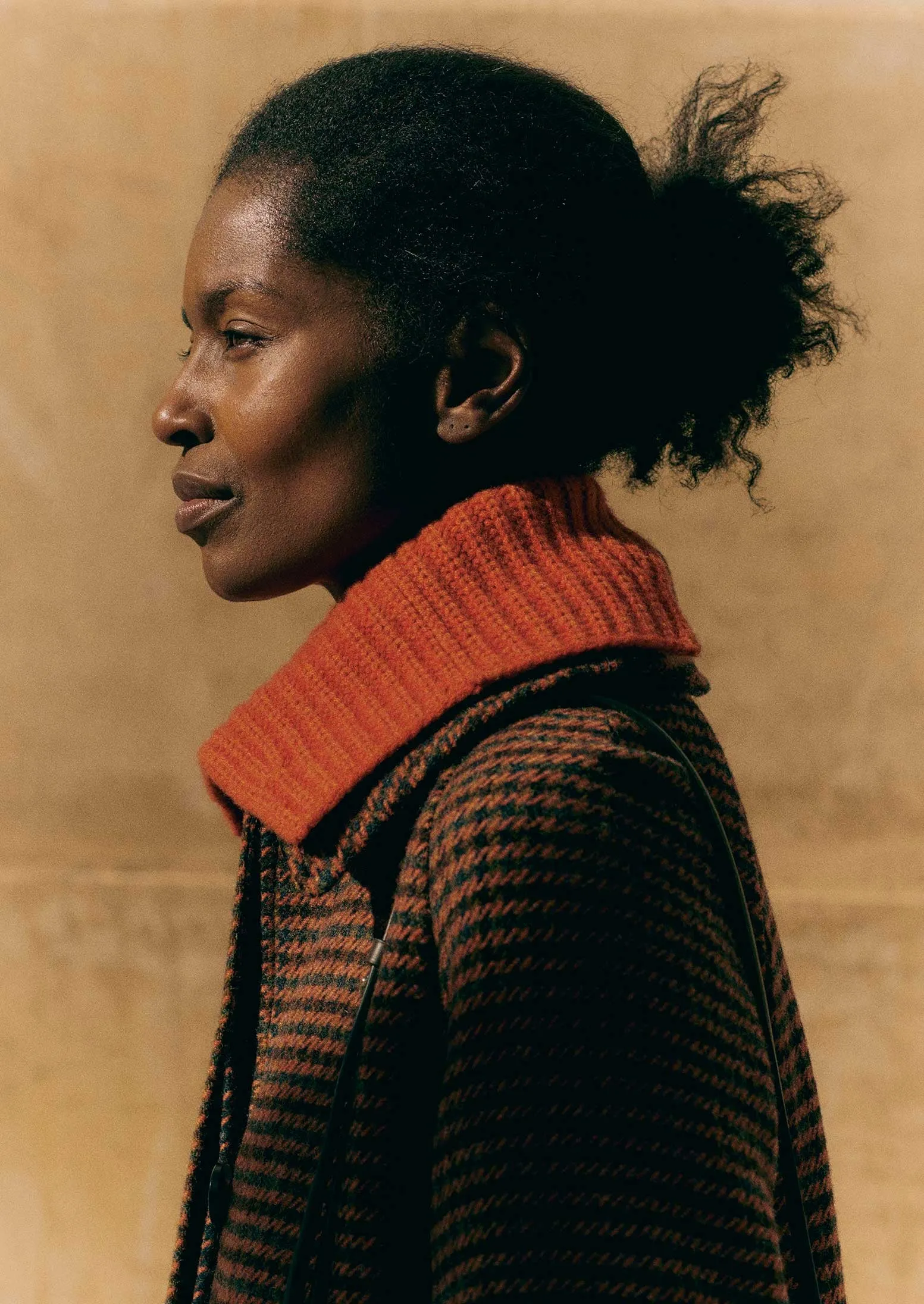 Frankie Wool Houndstooth Raglan Coat | Burnt Orange sold by TOAST product image thumbnail 3