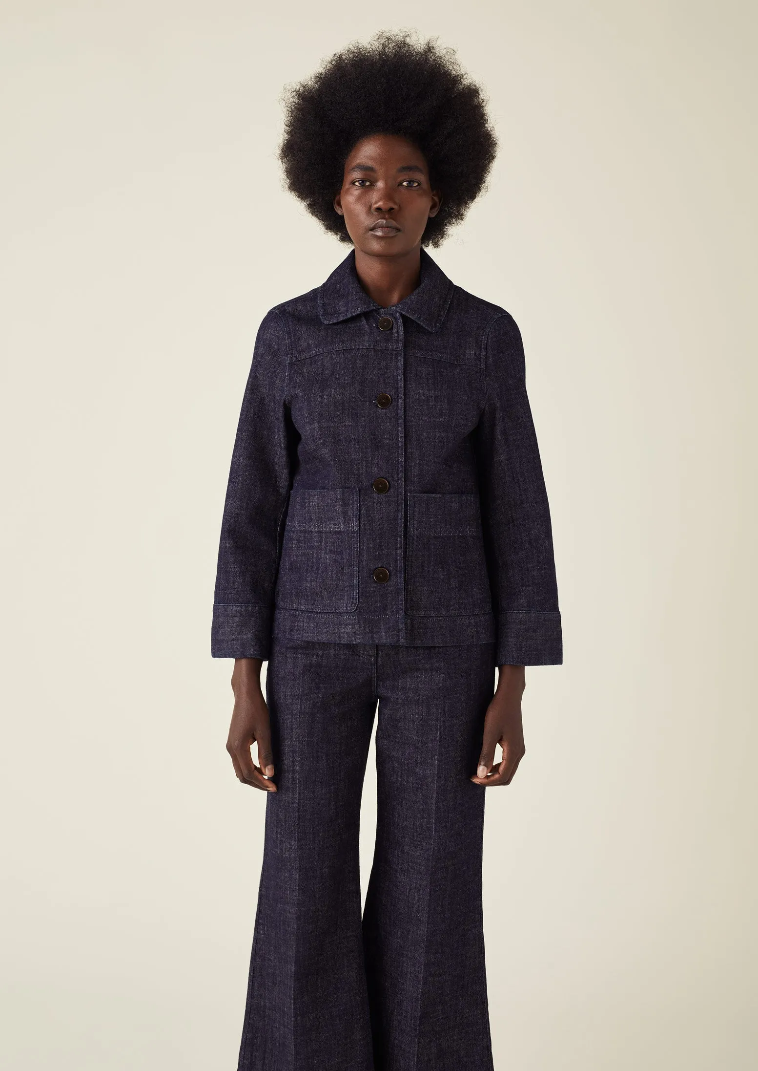 Wide Sleeve Organic Indigo Denim Jacket | Indigo sold by TOAST product image thumbnail 4