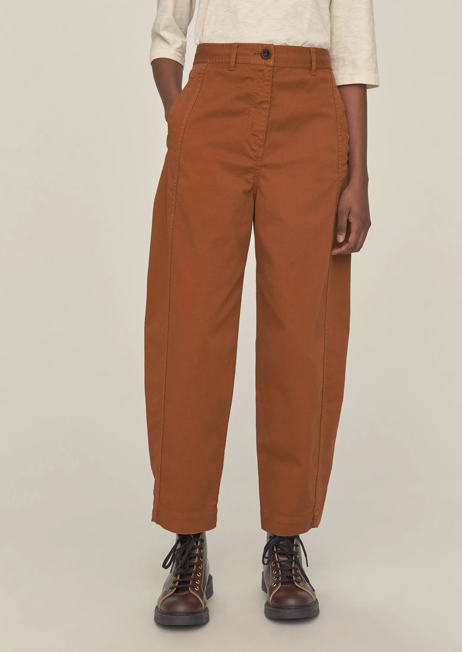Kathe Flat Front Cotton Twill Trousers | Firewood sold by TOAST product image thumbnail 2