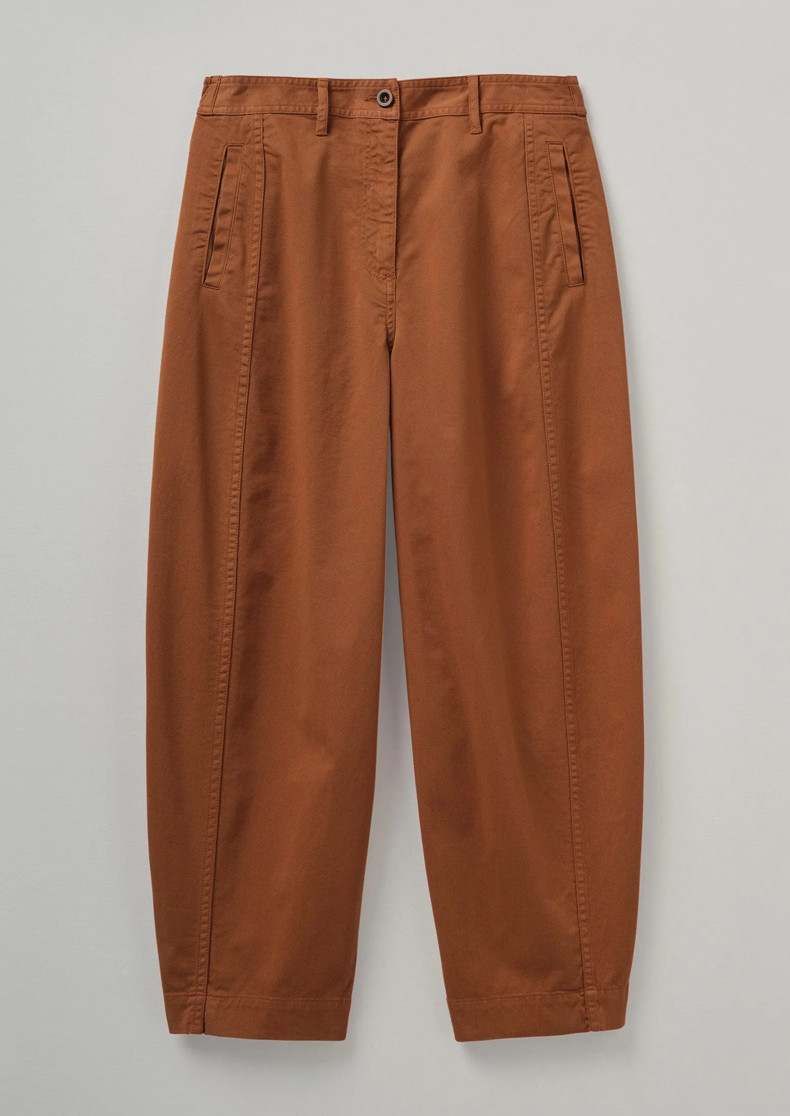 Kathe Flat Front Cotton Twill Trousers | Firewood sold by TOAST
