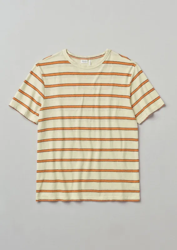 Stripe Cotton Linen Tee | Soft Mango/Milk sold by TOAST