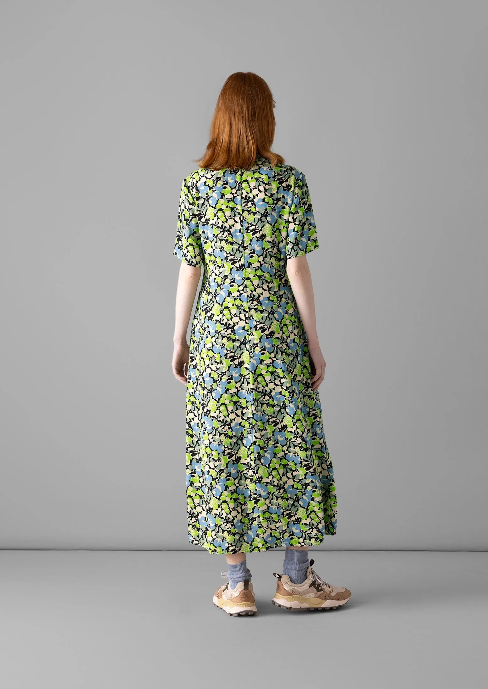 Hedgerow Print Crepe Shirt Dress | Acid Green sold by TOAST product image thumbnail 4
