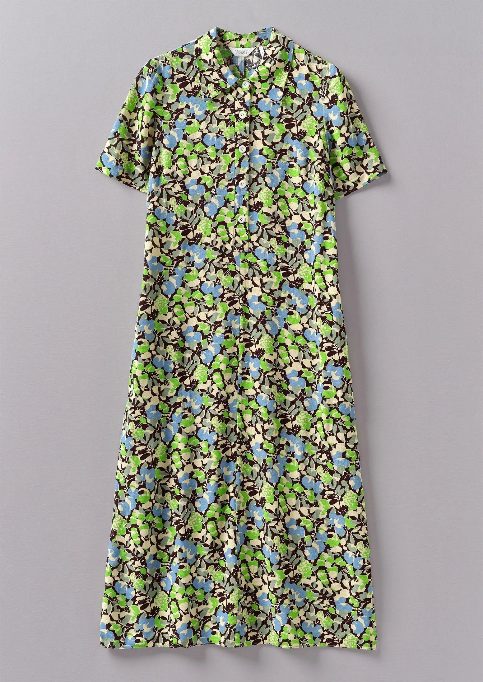Hedgerow Print Crepe Shirt Dress | Acid Green sold by TOAST