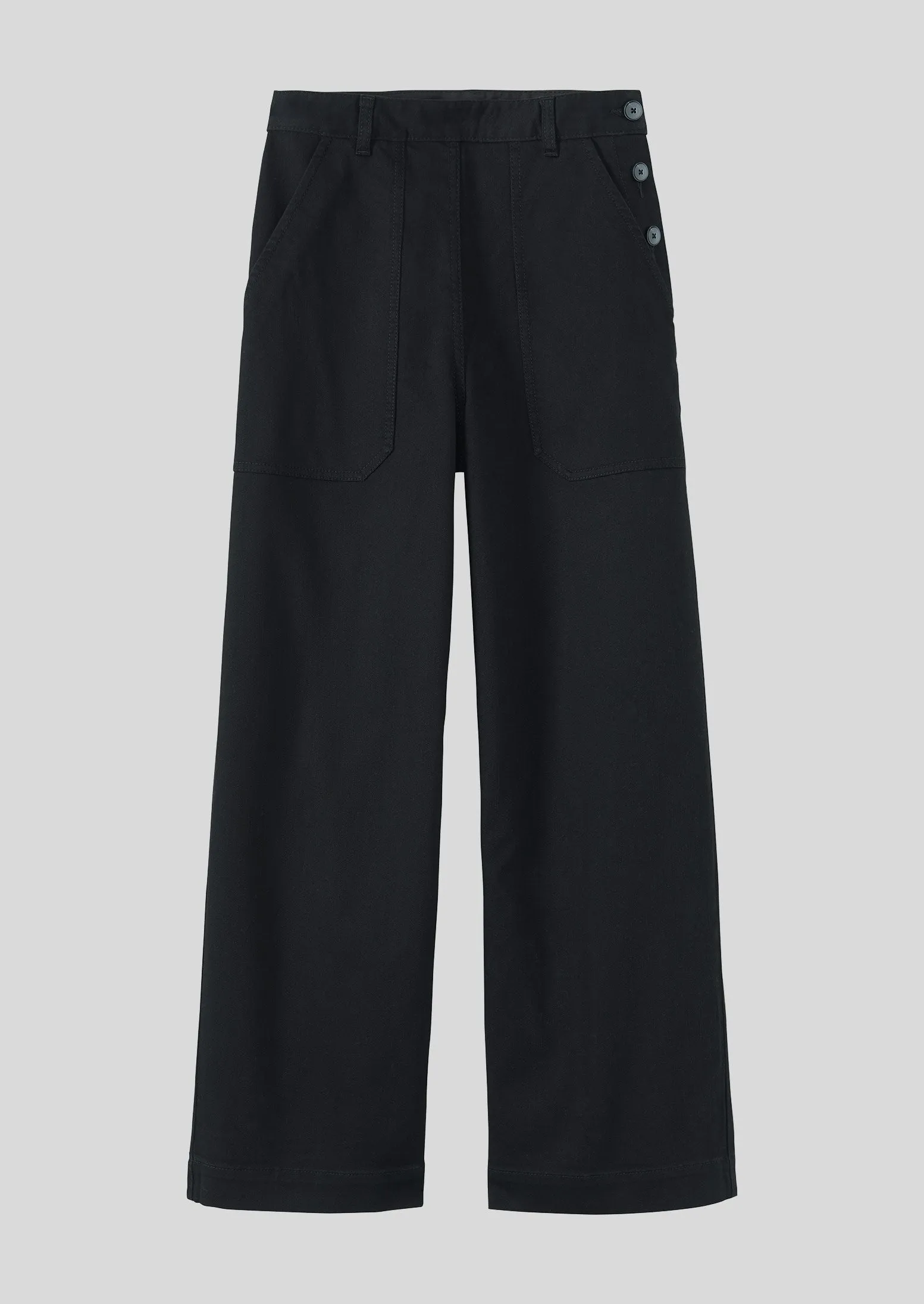 Annie Organic Denim Side Button Jeans | Black sold by TOAST
