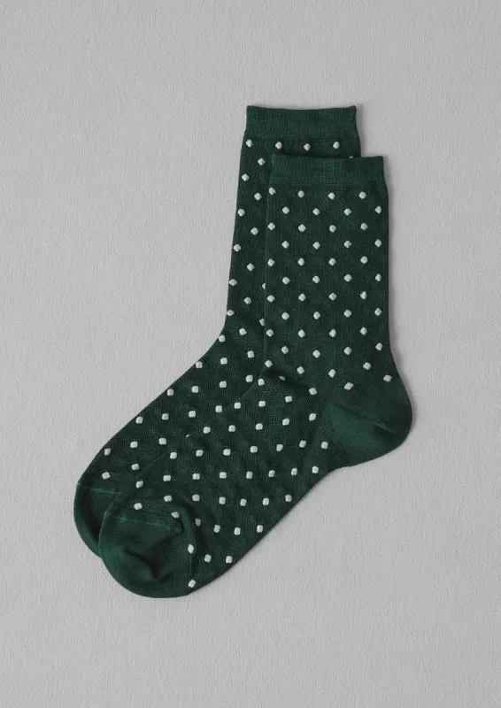 Maria La Rosa Silk Spot Socks | Green sold by TOAST