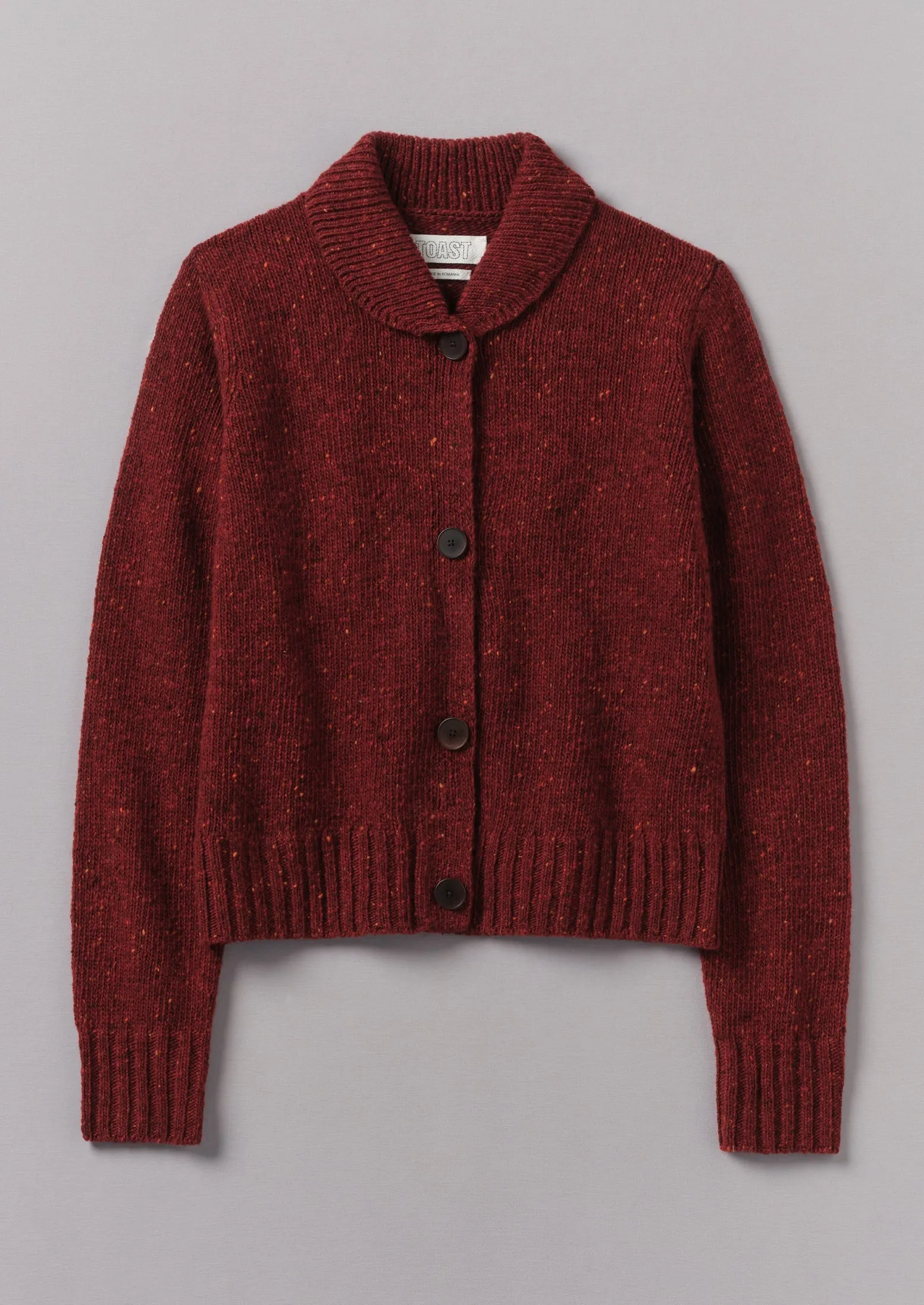 Donegal Wool Round Collar Cardigan | Russet sold by TOAST