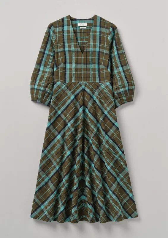 Astrid Check Seersucker Dress | Oil/Sea Green sold by TOAST
