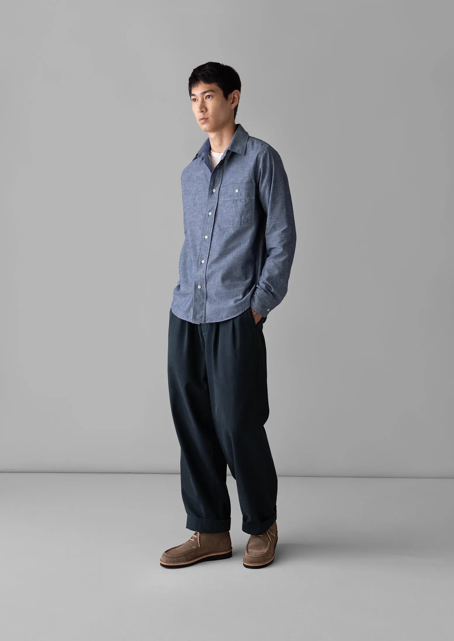 Selvedge Cotton Chambray Shirt | Indigo sold by TOAST product image thumbnail 2