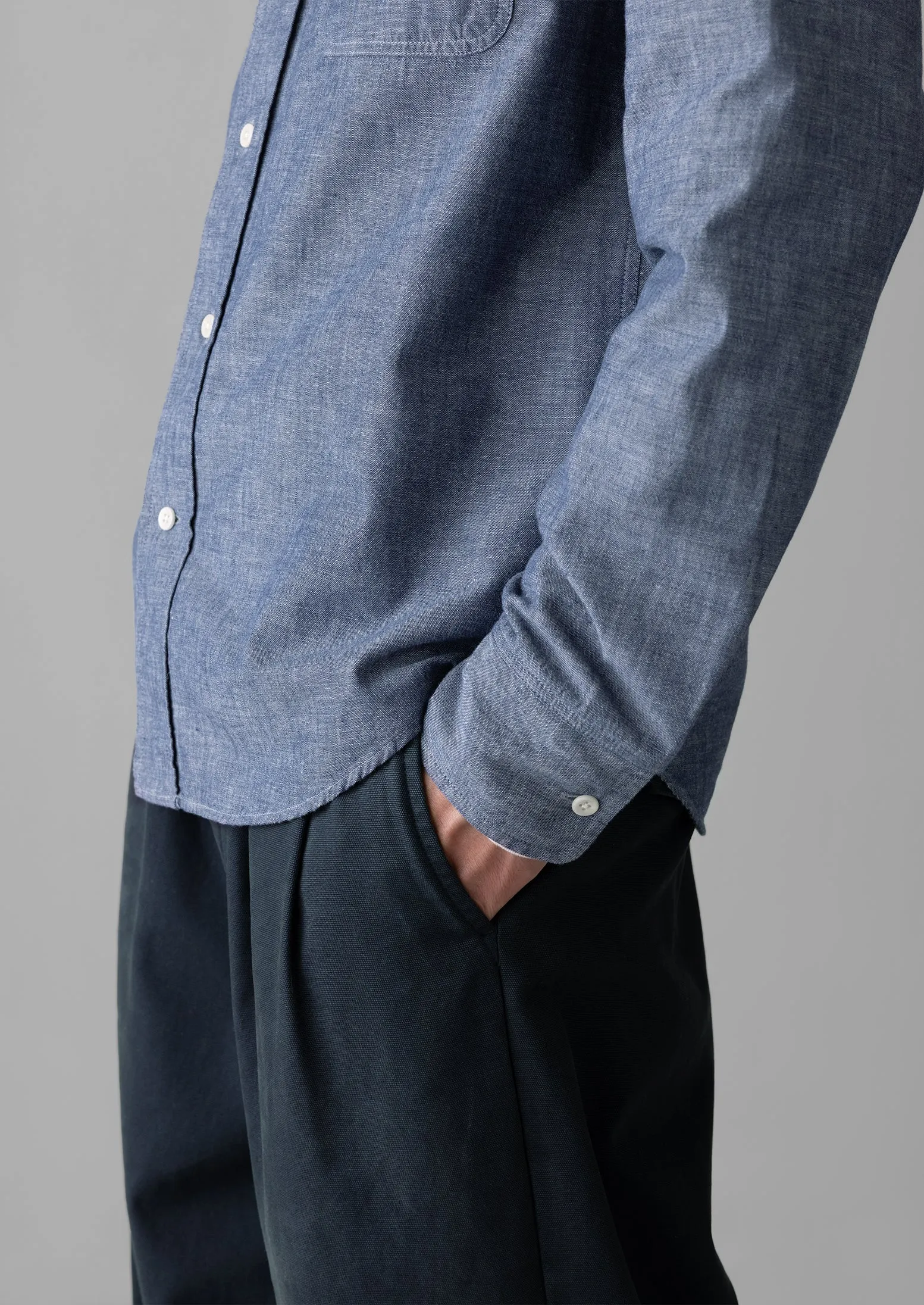 Selvedge Cotton Chambray Shirt | Indigo sold by TOAST product image thumbnail 3