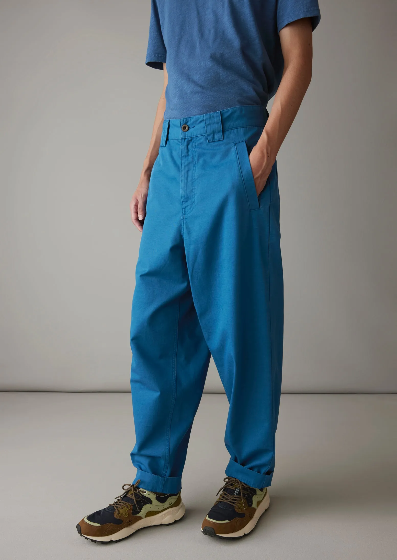 Garment Dyed Organic Cotton Tapered Trousers | Flask Blue sold by TOAST product image thumbnail 3