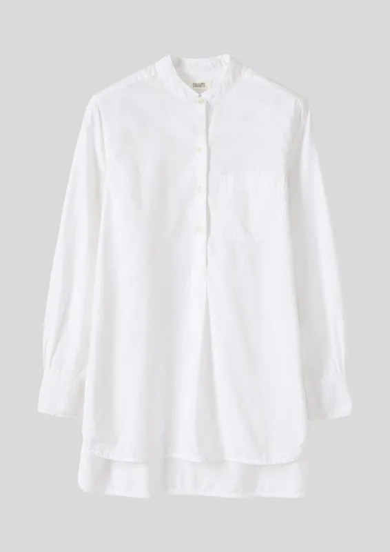 Taro Cotton Oxford Long Shirt | White sold by TOAST