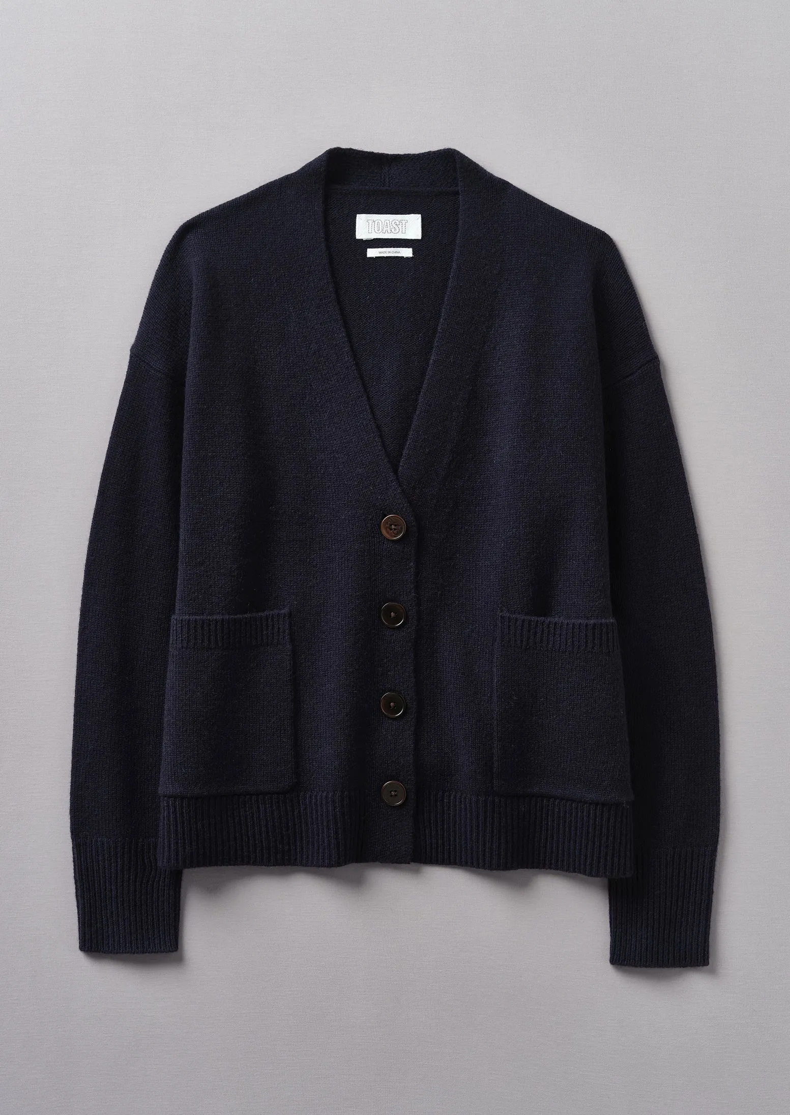 Wool Cashmere Boxy Cardigan | Darkest Navy sold by TOAST