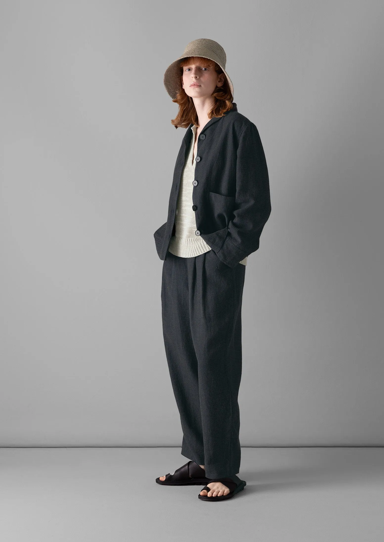 Grid Check Cotton Linen Jacket | North Sea sold by TOAST product image thumbnail 4