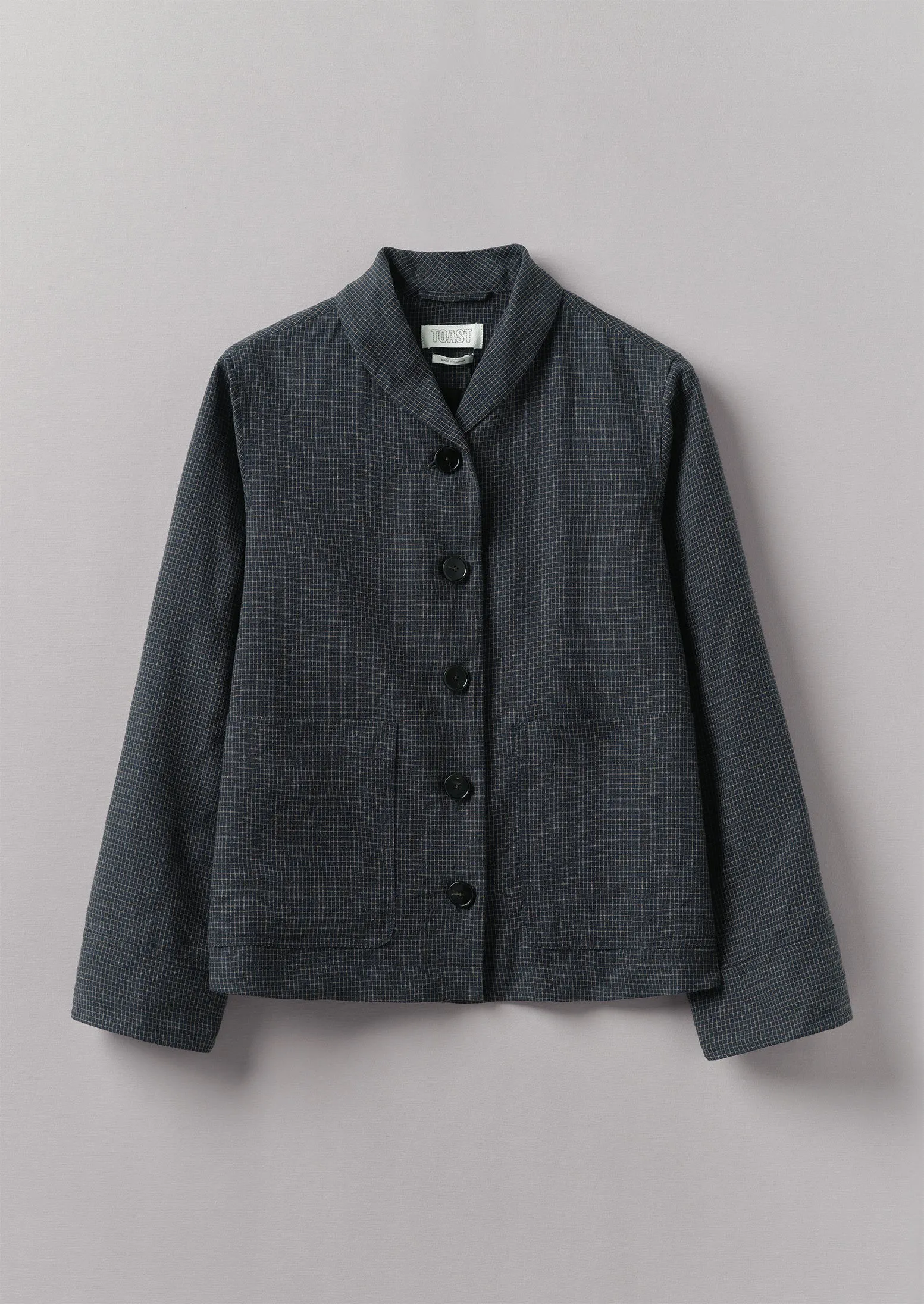 Grid Check Cotton Linen Jacket | North Sea sold by TOAST