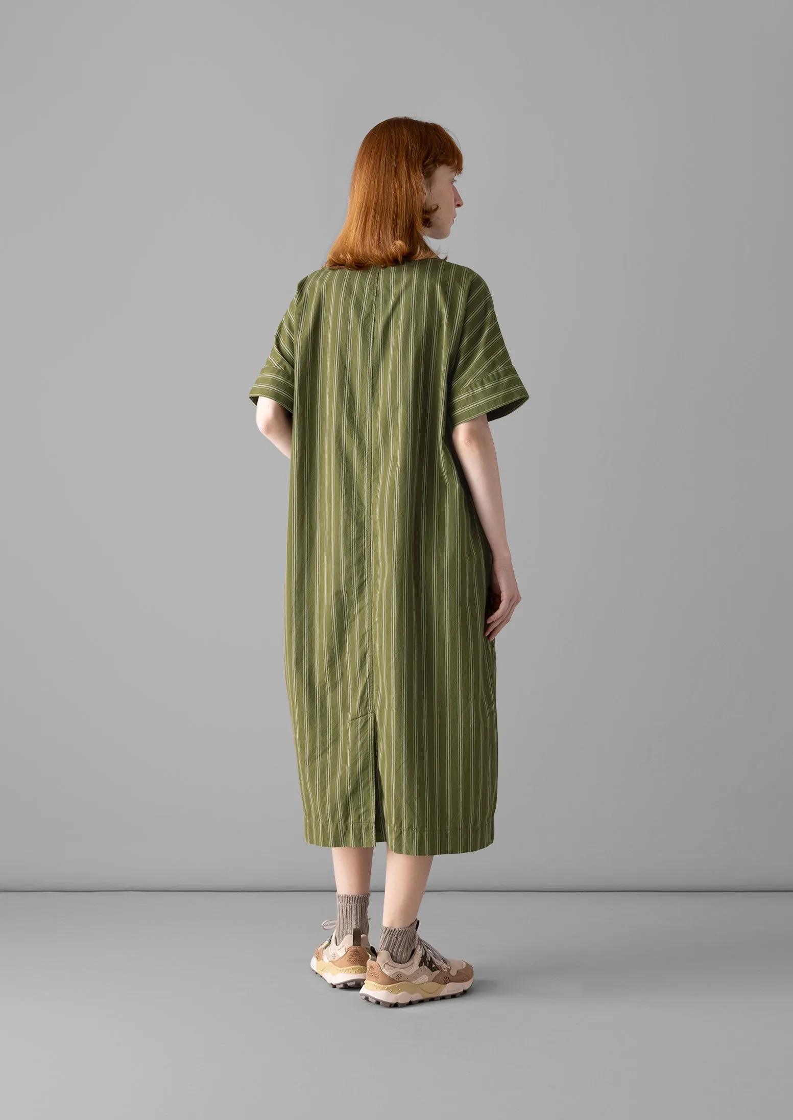 Stripe Organic Cotton Tunic Dress | Dark Olive sold by TOAST product image thumbnail 5