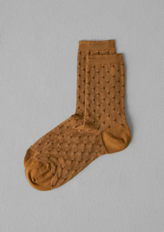 Maria La Rosa Silk Spot Socks | Ochre sold by TOAST