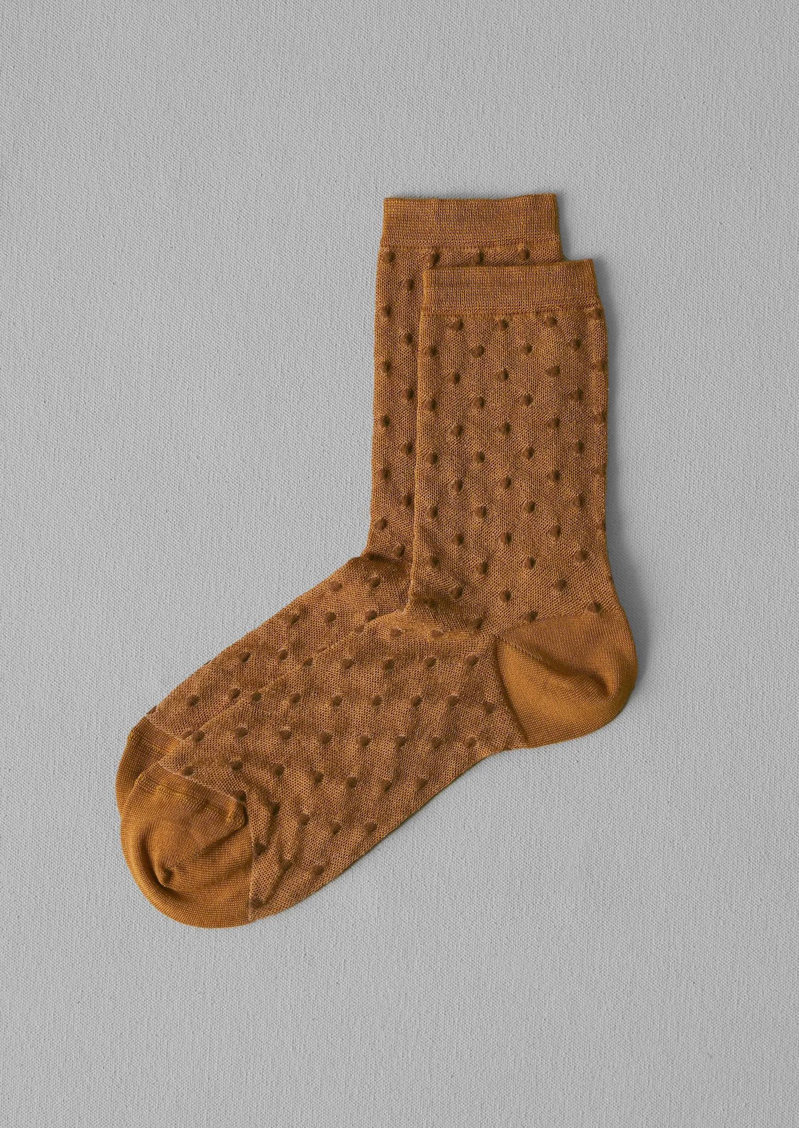 Maria La Rosa Silk Spot Socks | Ochre sold by TOAST