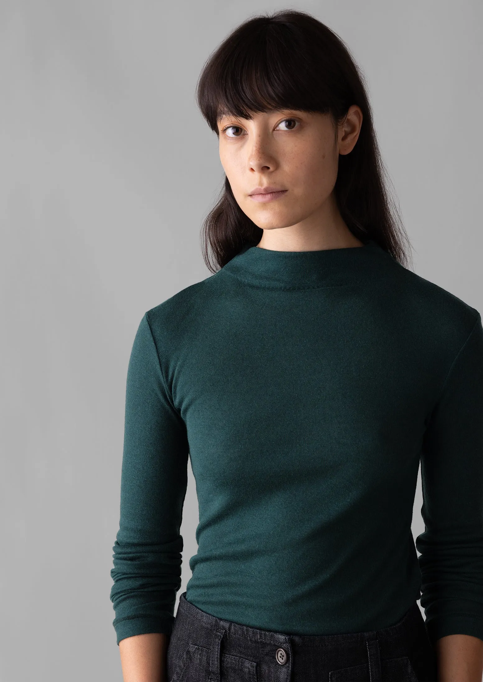 Aster Wool Lyocell High Neck Tee | Dark Green sold by TOAST product image thumbnail 2