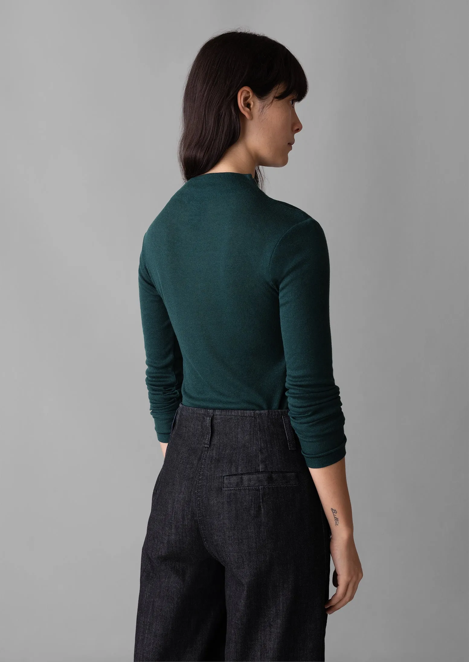 Aster Wool Lyocell High Neck Tee | Dark Green sold by TOAST product image thumbnail 3
