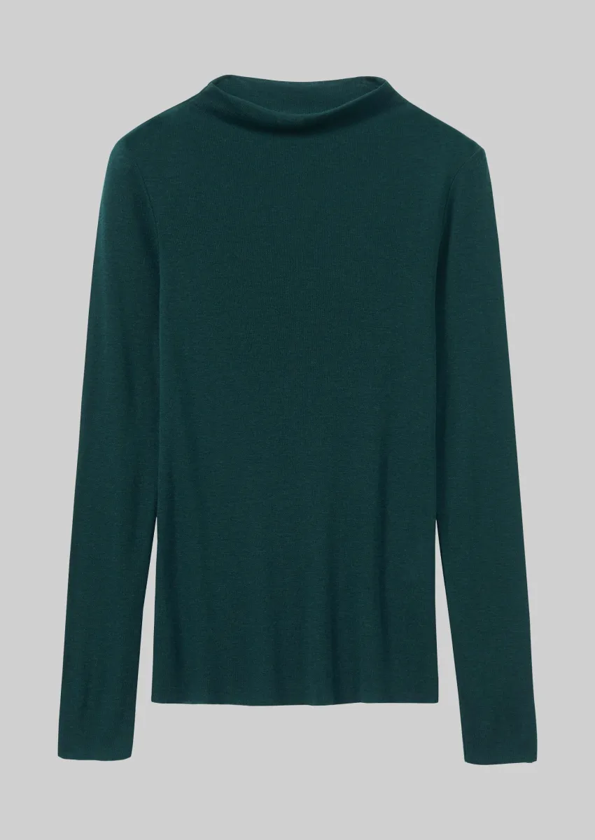 Aster Wool Lyocell High Neck Tee | Dark Green sold by TOAST