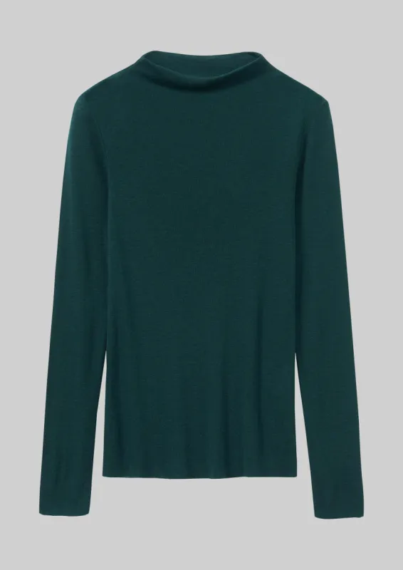 Aster Wool Lyocell High Neck Tee | Dark Green sold by TOAST