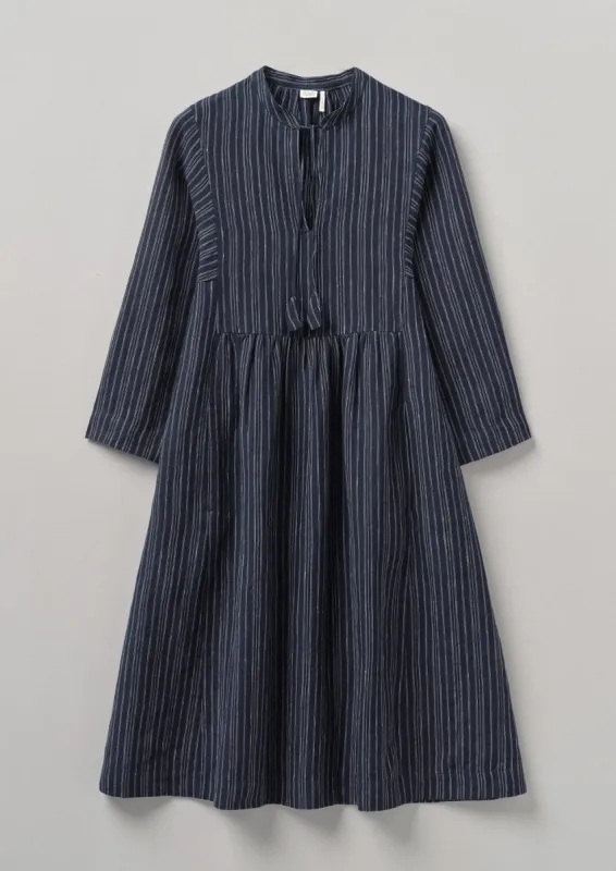 Stripe Linen Tunic Dress | Navy sold by TOAST