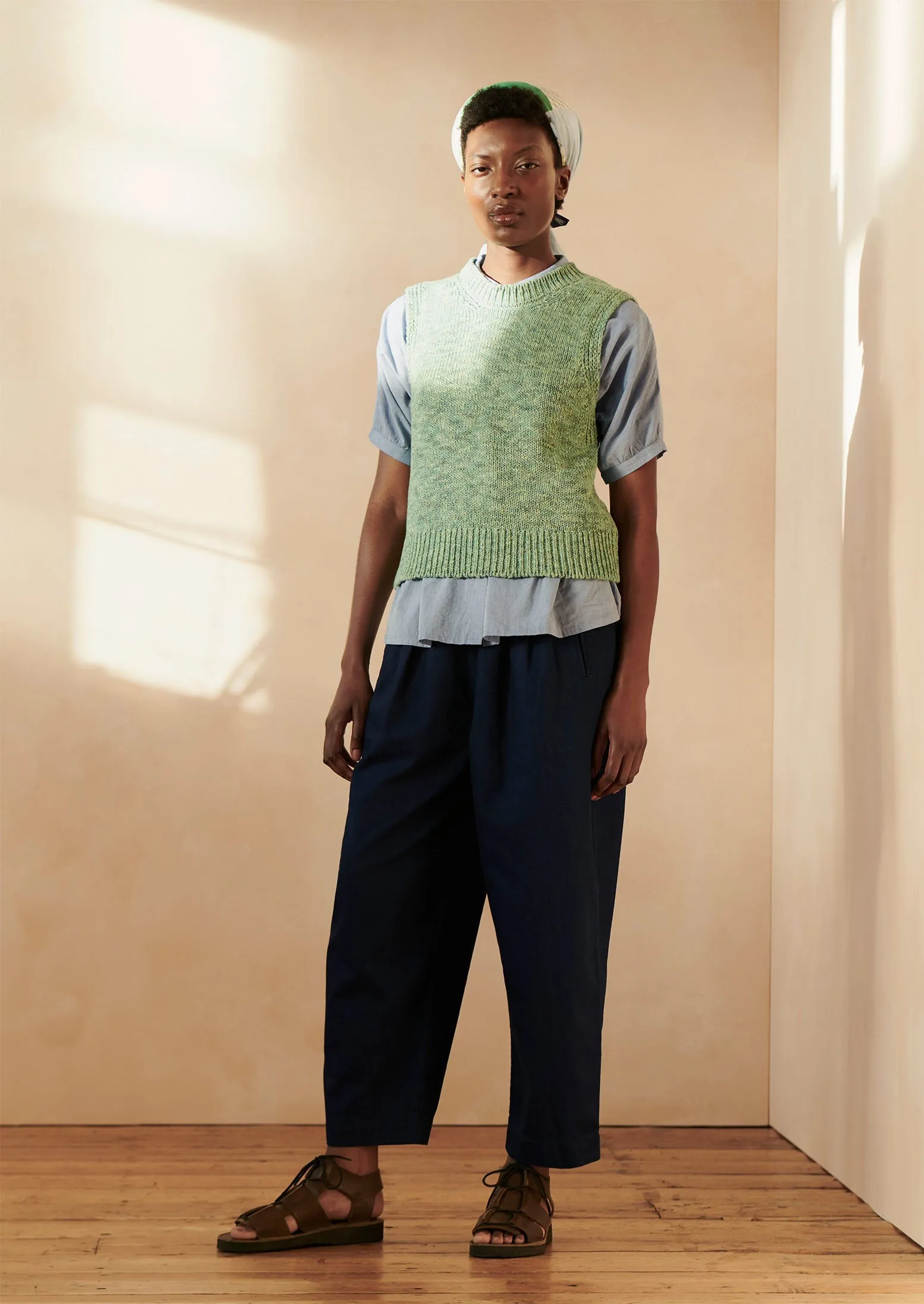 Chunky Cotton Knitted Tank | Turquoise sold by TOAST product image thumbnail 2