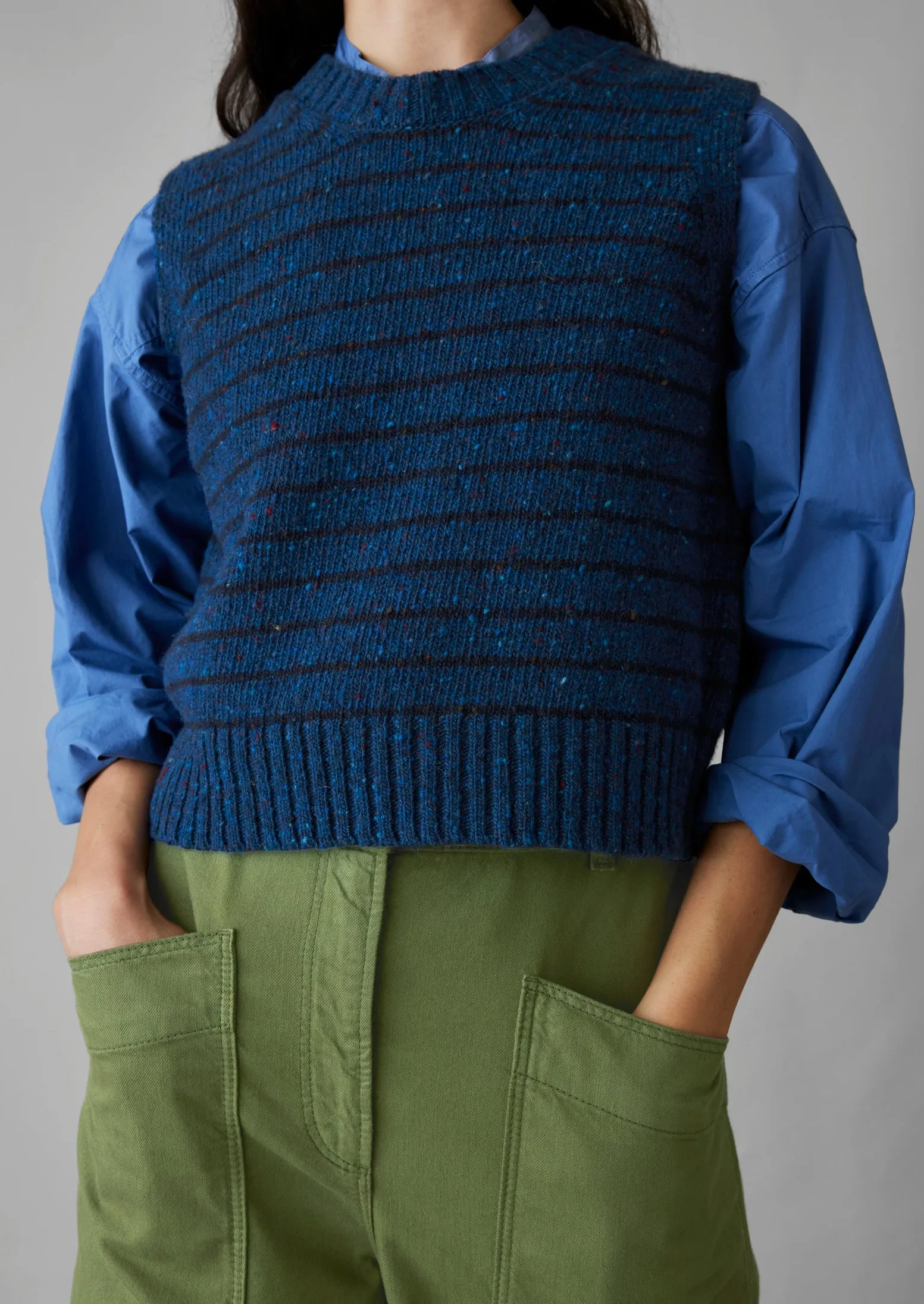 Stripe Donegal Merino Knitted Tank | Blue/Navy sold by TOAST product image thumbnail 5