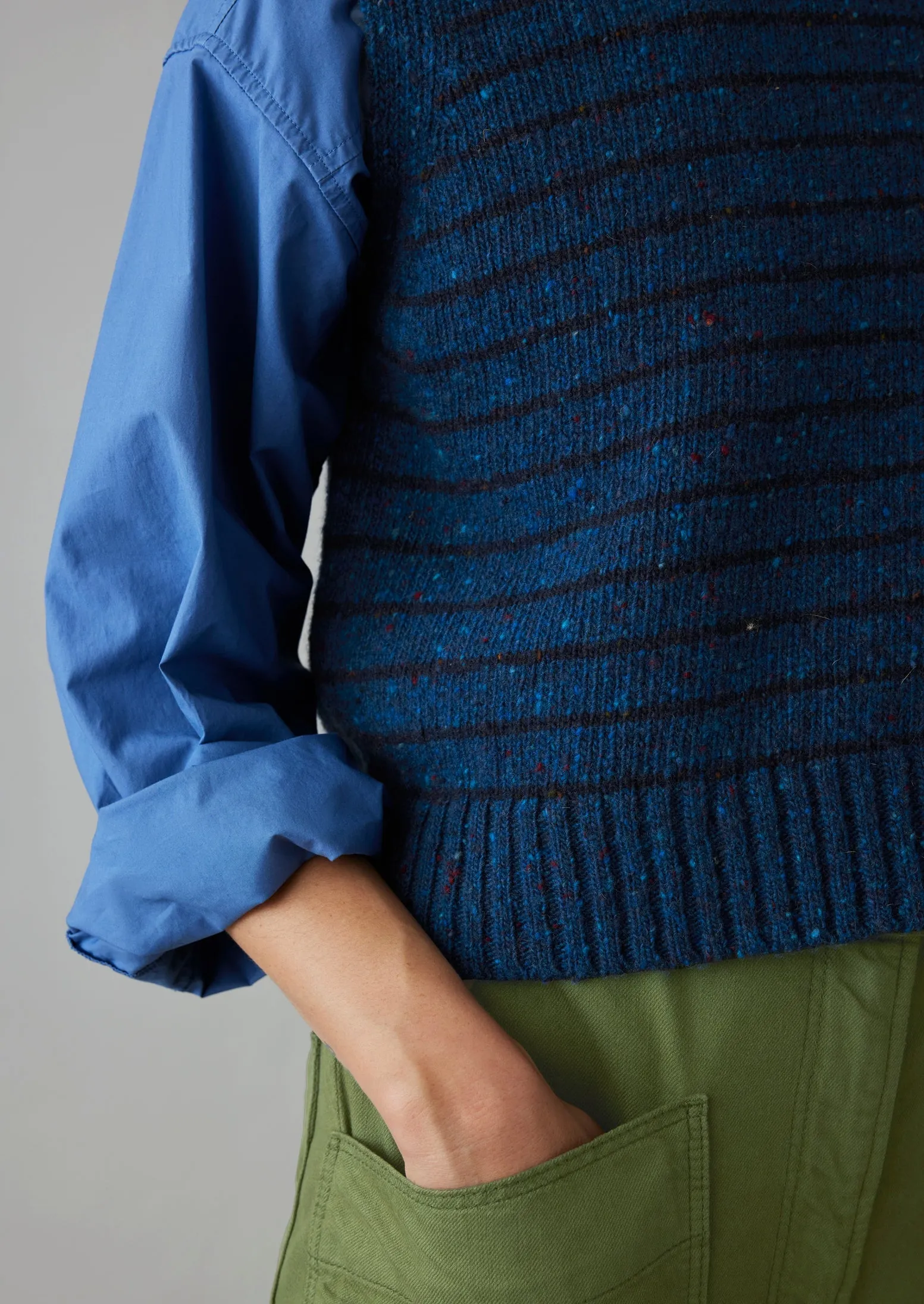 Stripe Donegal Merino Knitted Tank | Blue/Navy sold by TOAST product image thumbnail 3