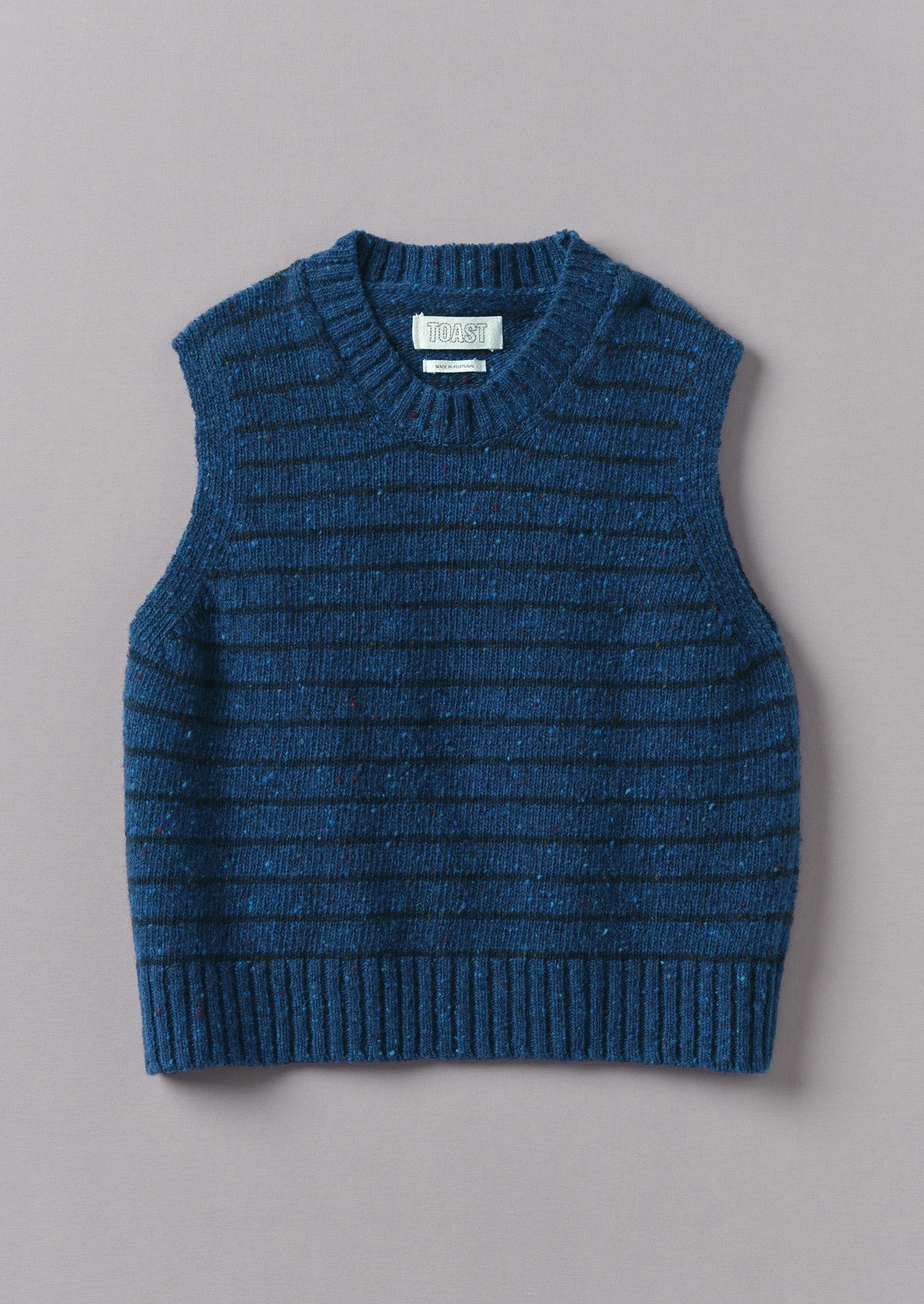 Stripe Donegal Merino Knitted Tank | Blue/Navy sold by TOAST