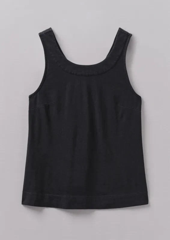 Button Back Organic Cotton Jersey Tank | Washed Black sold by TOAST