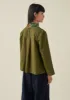 Hand Beaded Poplin PJ Shirt | Rich Olive sold by TOAST