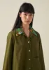 Hand Beaded Poplin PJ Shirt | Rich Olive sold by TOAST